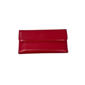 Buxton Red Leather Wallet w/ Button Closure and Coin Purse Checkbook